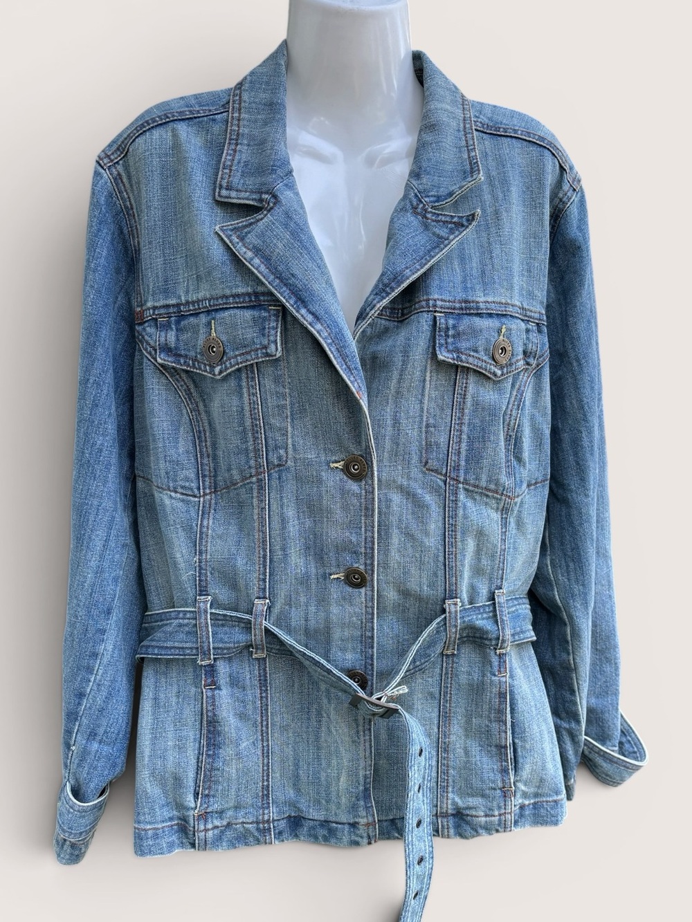 Wah Vintage 90’s Belted Denim Streetwear Western Field Jacket Size XL
